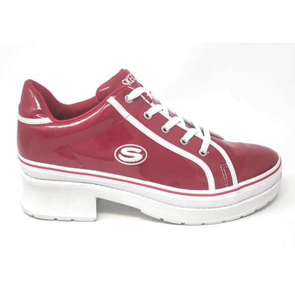 Skechers Heartbeats Y2K Chunky Heel Platform Sneakers Red Women's 10 74362 - Picture 2 of 10